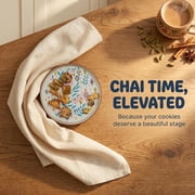 Chumbak Farmhouse Ceramic Platter, Hand-Painted Multicolor, 12-inch