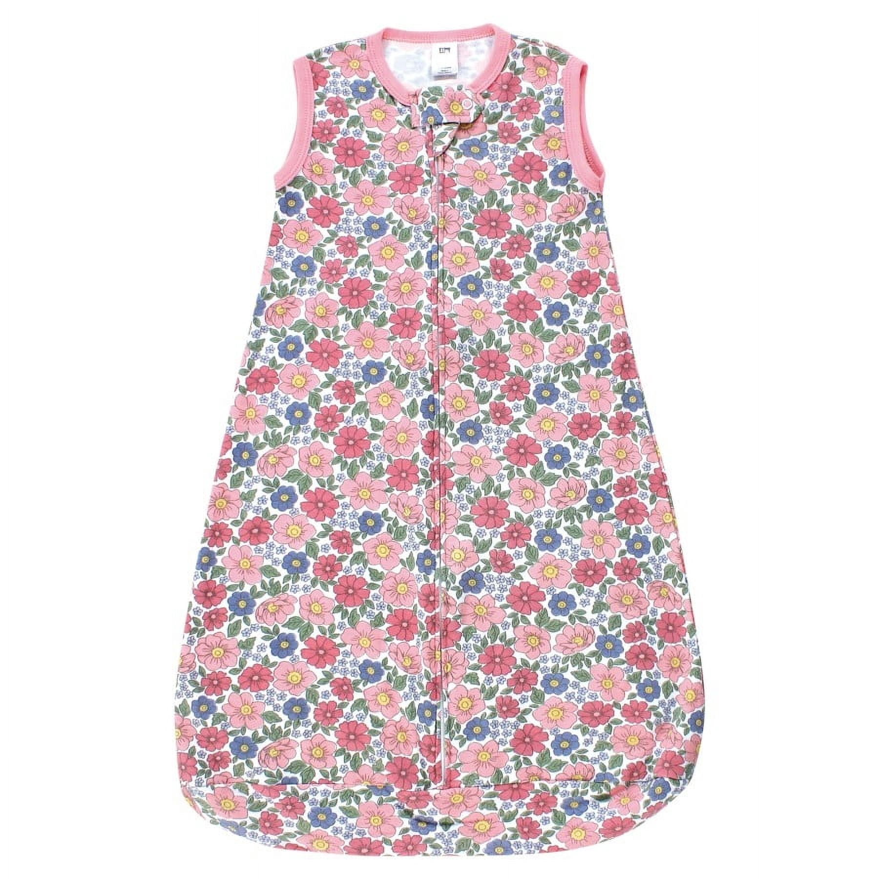 Hudson Baby Infant Girl Cotton Sleeveless Wearable Sleeping Bag, Sack, Blanket, Pink Blue Pretty Floral, 3-9 Months
