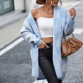 thumbnail image 4 of Femmes 2023 Automne Long Pull à Carreaux Ouvert devant Chunky Tricot Cardigan Pull Manteau, 4 of 7
