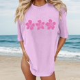 thumbnail image 3 of Tropical Flower Graphic Tees for Women 2026 Summer Casual Short Sleeve Crewneck Oversized Beach Vacation T Shirts, 3 of 4