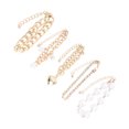 thumbnail image 3 of Juego de pulsera elegante de 5 uds Bling Bling pulsera de Hip Hop ajustable aleación de corazón de perlas imitación doradas, 3 of 14