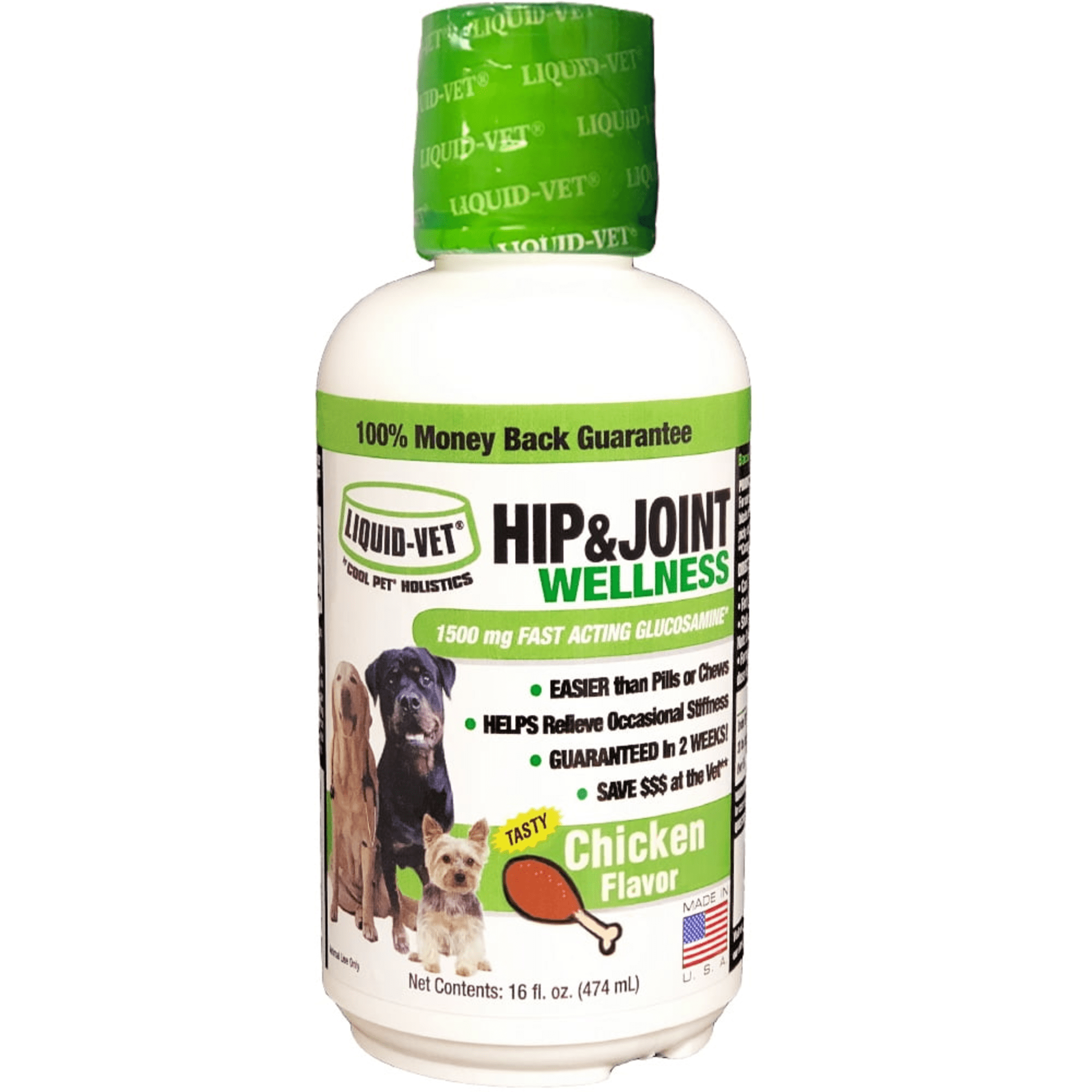 (2 pack) Liquid-Vet Hip & Joint Wellness Supplement for Dogs with Glucosamine, Chicken, 16 oz.