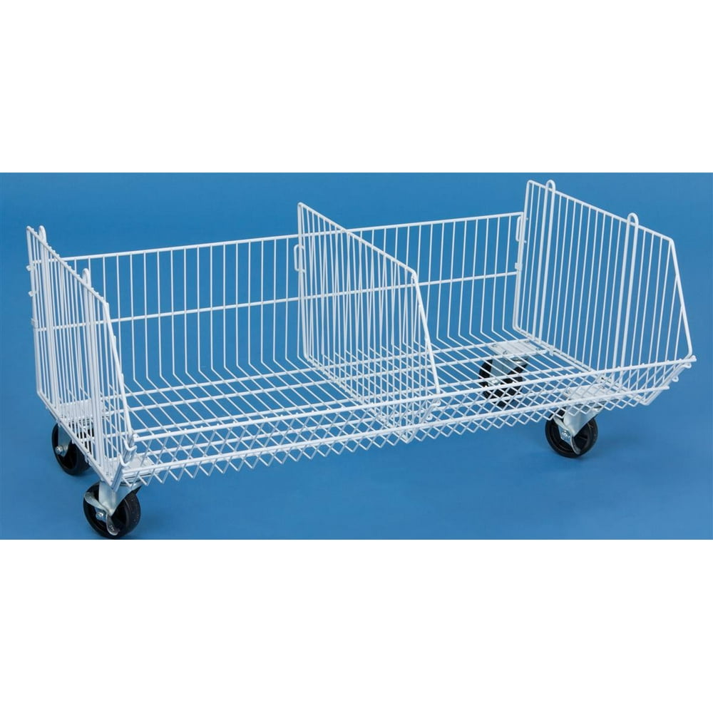 Displays2go, 40”w Wire Storage Baskets with Wheels, Steel Wire