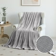 thumbnail image 2 of PLEASANT BOULEVARD | Fuzzy Throw Blanket Double-Sided Design Checkered Striped Waffe Lightweight Fleece Blankets for Bed and Couch Décor – Cozy, Soft, Cute for Women, Throw (50" x 60") Grey, 2 of 5