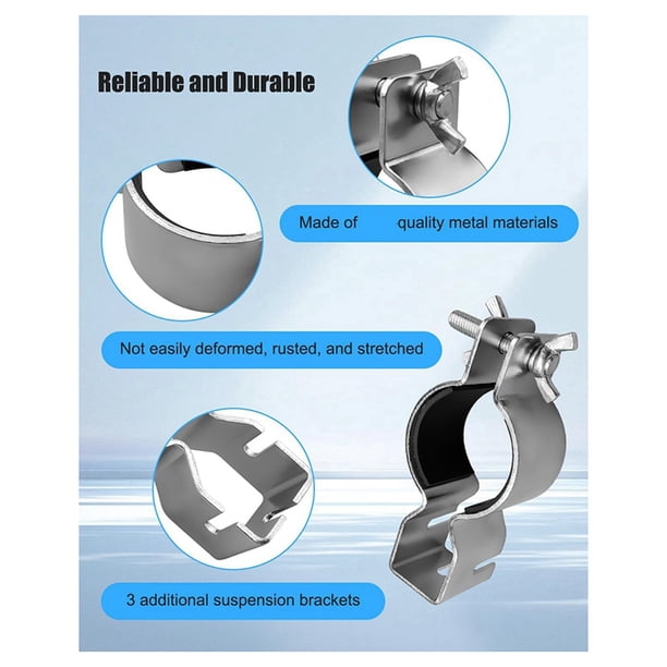 Cenroelon 2-Pack Adjustable Upright Clamp – Fits 1.5in–2in Diameter Pipe & Drape, Metal With Rubber Padding For Weddings & Events