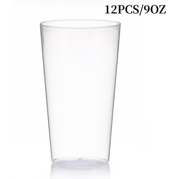 Trianu 12Pcs Clear Plastic Glasses Drinking Cups Dishwasher Safe BPA-free for Indoor Outdoor Use, 9 oz
