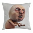 thumbnail image 1 of Humor Decor Throw Pillow Cushion Cover, Scary Internet Meme with Why You No Expression Angry Trolling Chat Digital Design, Decorative Square Accent Pillow Case, 20 X 20 Inches, Peach, by Ambesonne, 1 of 2