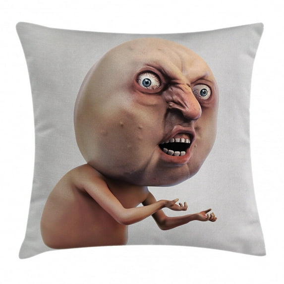 Humor Decor Throw Pillow Cushion Cover, Scary Internet Meme with Why You No Expression Angry Trolling Chat Digital Design, Decorative Square Accent Pillow Case, 20 X 20 Inches, Peach, by Ambesonne