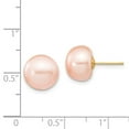thumbnail image 3 of Auriga Fine Jewelry 14K Yellow Gold 10-11mm Pink Button Pearl Stud Earrings for Women, 3 of 5