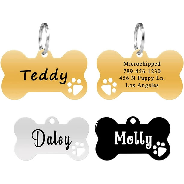 ZMLEVE Dog ID Tag Custom Dog Tag Personalized Dog Tag Dog Tag Pet ID Tag Dog Tag for Dogs Customized Dog Tag Bone Dog Tag Dog Tag Collar Bone Cut Out Small Gold