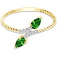 thumbnail image 2 of Gems Jewels 14K Yellow Gold Plated 1.40Ct Pear Cut Emerald Wedding Engagement Rope Ring 925 Sterling Silver For Women's -7.5, 2 of 4