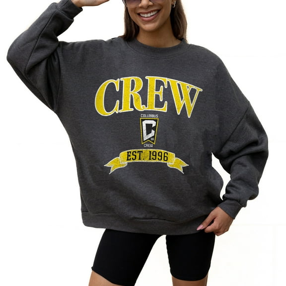 Women's Gameday Couture  Charcoal Columbus Crew Seal The Deal Pullover Sweatshirt
