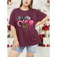 thumbnail image 7 of Anbech Plus Size Women Shirt Love Heart Crewneck Tshirt Short Sleeve Oversized Graphic Sweet Top, 7 of 7