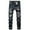 Blue, variant on Aoochasliy Mens Jeans Men's High-end Stretch Nostalgic Frayed Slim-fit Jeans