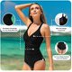thumbnail image 2 of Trajes de baño de una pieza con cuello en V y volantes para mujer Adepaton CJWUS-4670, 2 of 6