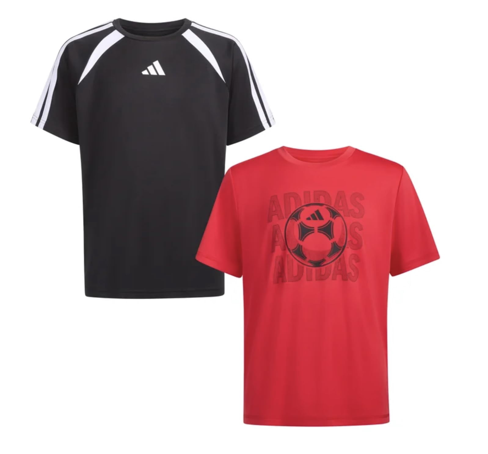 adidas Youth Boy's 2 Pack Short Sleeve T-Shirts (US, Alpha, Medium, Regular, Red (Black/Red))