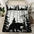 thumbnail image 2 of Manfei Rustic Farmhouse Cabin Twin Sheet Sets, Jungle Bear Animal Twin Fitted Sheet, Grey Wooden Plank Flat Sheet, Microfiber Bedroom Decor, 3 Pieces, 2 of 7