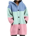 thumbnail image 3 of Fall Saving! HVOBTTY Women's Long Open Front Sweater, Fall and Winter Coat for Women, Women's Casual Floral Print Long Sleeve Hooded Button Up Knit Lightweight Cardigan Sweater Sky Blue, XXL, 3 of 5