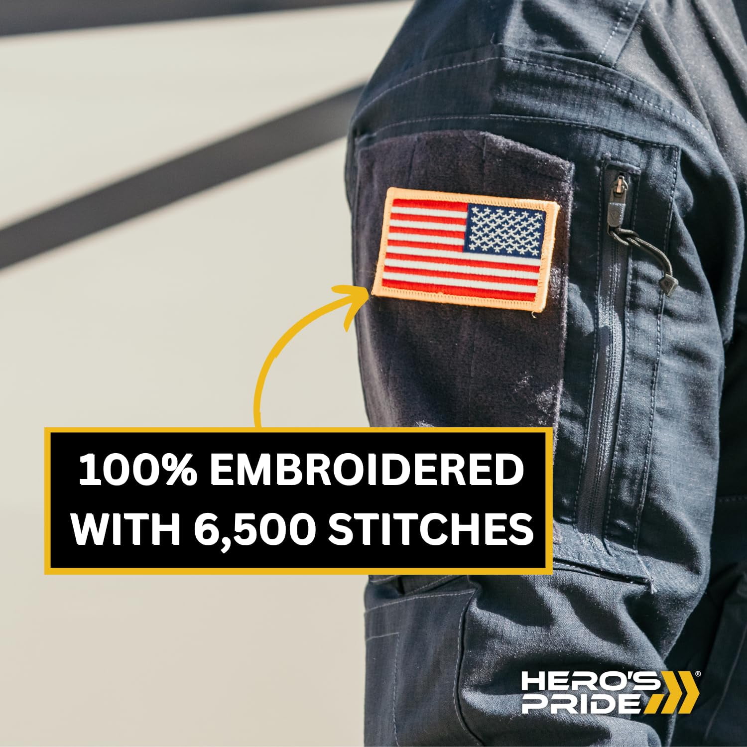 Hero’s Pride U.S. Flag Patch Bundle – Medium Gold – Regular & Reverse Design – 3-3/8" x 2", Sew-On – 12 Pack