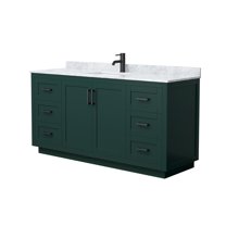 Wyndham Collection Miranda 66" Veneer Wood Single Bathroom Vanity in Green/Black