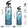 thumbnail image 2 of Water Bottles 20oz Straw Lid Wide Mouth Stainless Steel for School Sport Travel Shark Swimming in Fish Schools, 2 of 9