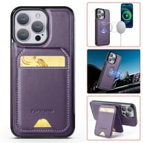 Compatible with Magsafe for iPhone 14 Pro Wallet Case Magnetic Card Holder, RFID Blocking 2 in 1 Detachable Kickstand Premium PU Leather Shockproof Back Phone Case for Women Men,Purple