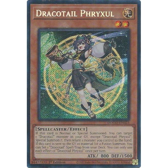 YuGiOh Doom of Dimensions Secret Rare Dracotail Phryxul DOOD-EN023