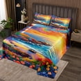 thumbnail image 2 of Erosebridal Romantic Beach Coverlet Set Queen, Colorful Flower Bedding Set, Marine Lighthouse Decor, 2 of 5