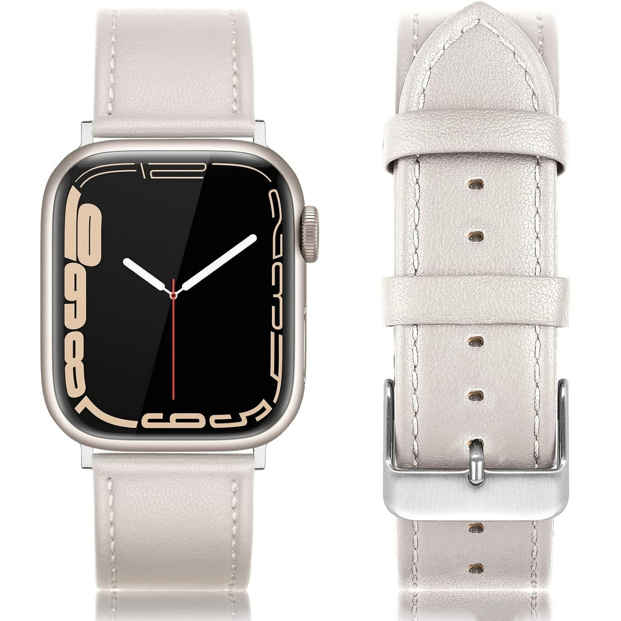 ZSOU PU Leather Watch Band for Apple Watch 42mm(Series 1-3)/44/45/46/49mm - Stone White