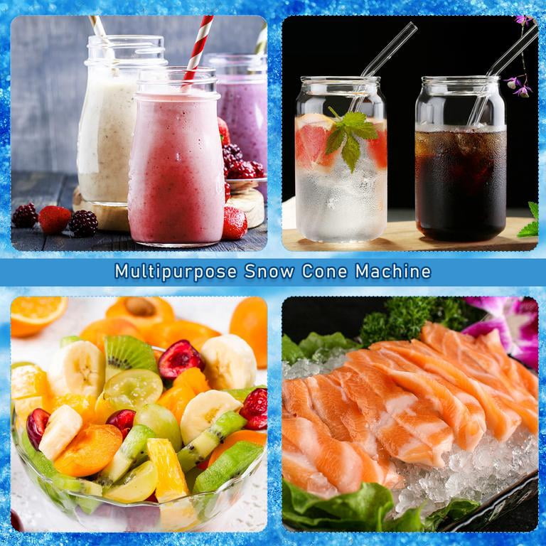 Commercial Ice Crusher 350W, Dual Blades Snow Cone Machine with 300kg/h Capacity, Stainless Steel Hopper for Restaurant Bar Home Use