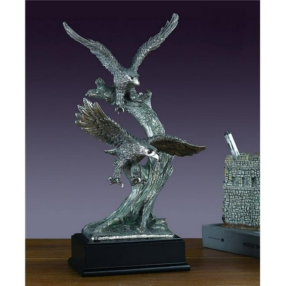 Marian Imports F41112 Two Flying Pewter Eagles Statue