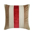 thumbnail image 5 of The HomeCentric Decorative Red Pack of 2, 26x26 inch (65x65 cm) Euro Size Shams, Velvet & Linen Patchwork Euro Shams For Sofa, Striped Pattern Modern Style Easter - Velvet Band Red, 5 of 10