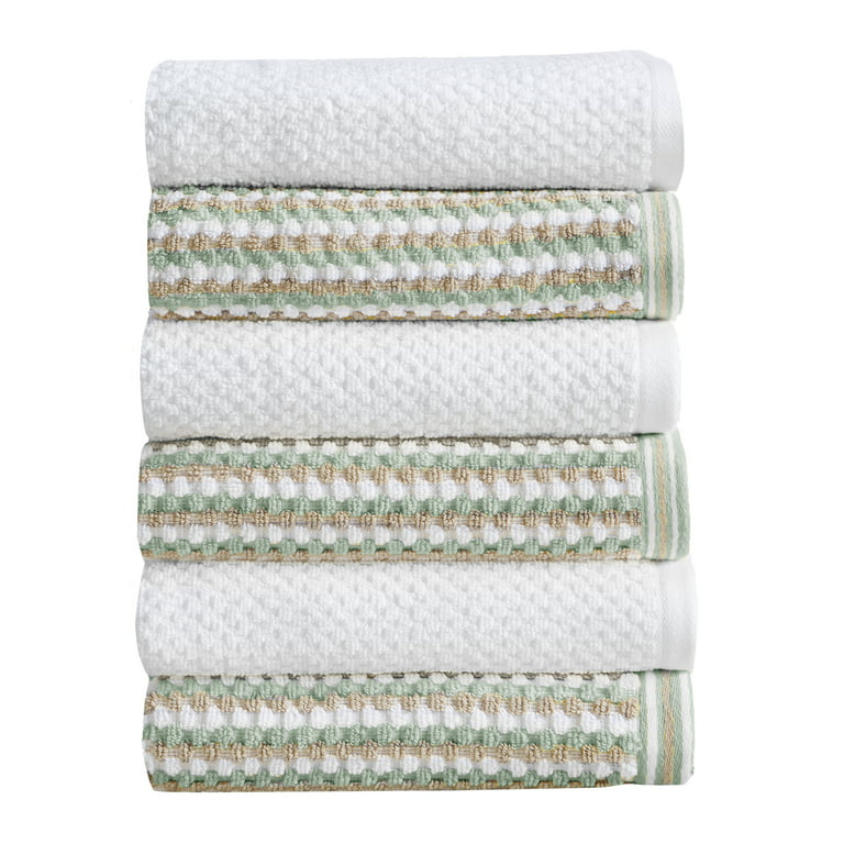 Caro 2 Quick Dry Hand Towels White, Grey, Yellow Stripe