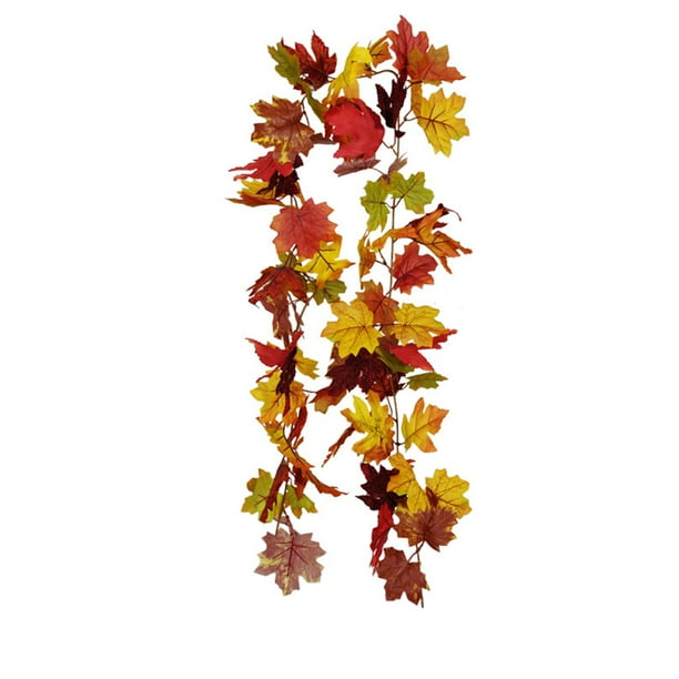 Fiudx Guirnalda de Hojas de Arce para Halloween, Diseño de Simulación Negra, Detalles de Calabaza y Bayas, Perfecta para Acción de Gracias, Fiestas, Decoración Del Hogar o Hotel, 175 Cm de Largo, Mat