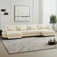 thumbnail image 2 of TUANLUO 166" Modular Sectional Sofa, Oversized U-Shaped Sectional Couch for Living Room, 4-Seater Velvet Sofa Upholstery Tufted Sofa with Reversible Ottoman, Cream, 2 of 9