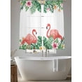 thumbnail image 5 of Pink Flamingo Birds Sheer Curtains 72 Inch Length 2 Panels for Living Room, Summer Tropical Plants Flowers Voile Kitchen Curtain Set, Luxury Privacy Drapes Window Treatment for Bedroom, 5 of 7