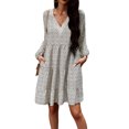 thumbnail image 2 of Fangasis Women Short Dress Ruffle Mini Long Sleeve Tunic Ladies Casual Swing Sexy Party White M, 2 of 5