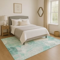 Addison Rugs Mayfield Premium Machine Washable Transitional Floral Teal Rectangle Rug, 10' x 14'