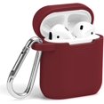 thumbnail image 1 of AirPods Case, IBAOLEA Silicone Protective Shockproof Case Cover Skins with Keychain Compatible with IBAOLEA AirPod 2 and 1, Navy Blue [Front LED Visible] Burgundy, 1 of 6