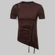 thumbnail image 1 of Blusas y camisas de manga corta y cuello redondo para hombre, blusas informales de verano de color liso con cuello redondo y mangas cortas irregulares, blusa de poliéster para hombre., 1 of 9