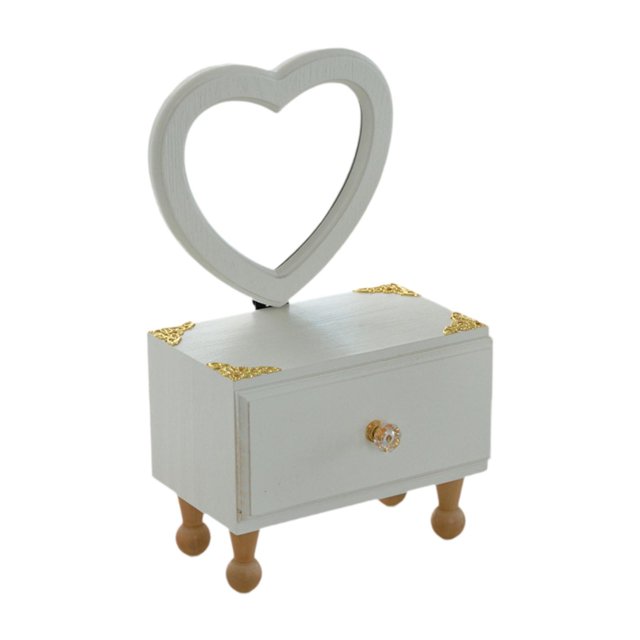 Espejo de maquillaje de escritorio con cajón, regalo de cumpleaños para niña, práctico cosmético. Espejo en forma de corazón