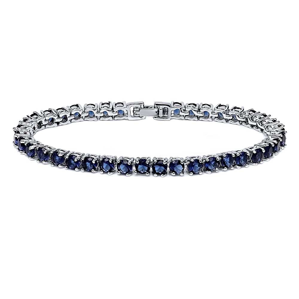 12.00 Ct Round Cut Blue Simulated Sapphire 7" Tennis Bracelet 7 Inch by