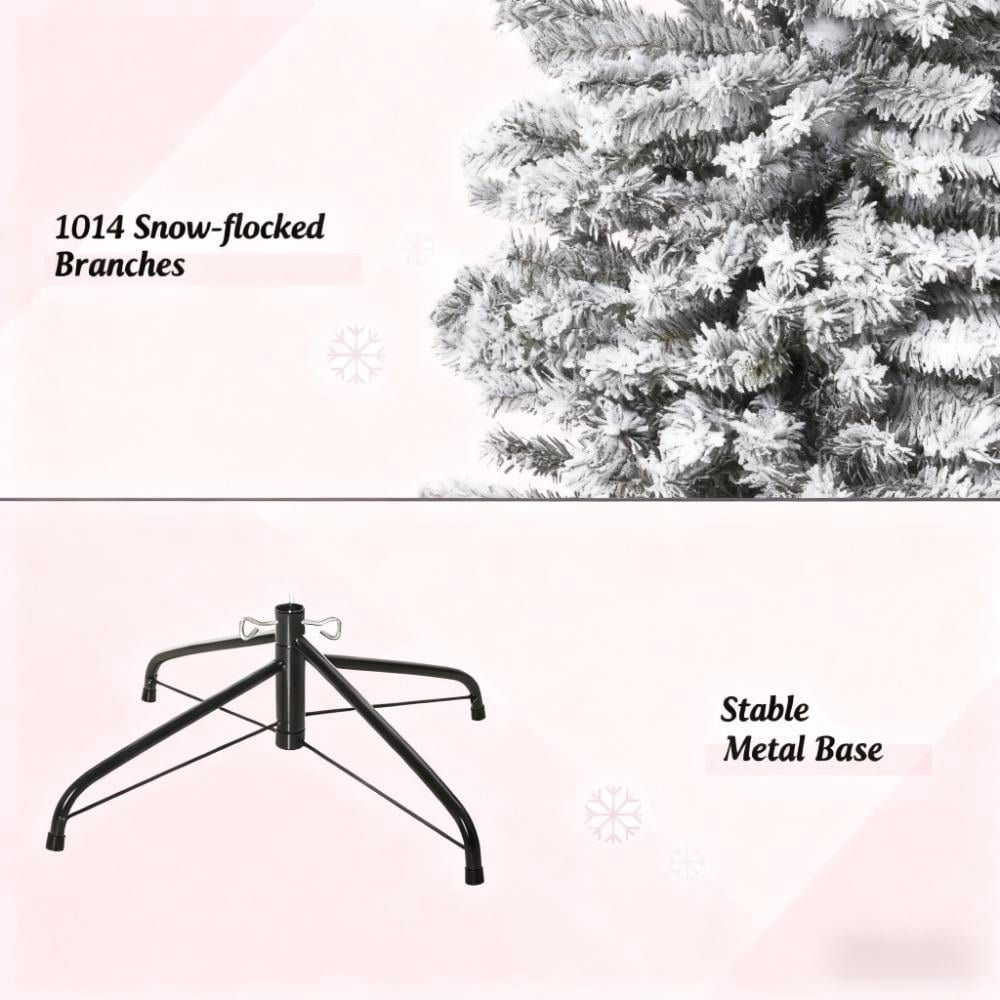 9ft Snow Flocked Pencil Christmas Tree 1014 Tips Flame Retardant Small Space Holiday Decor