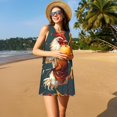 thumbnail image 3 of Balery Chef Chicken With Beer Bottles Vestidos de verano para mujer con estampado: vestido holgado sin mangas, vestido playero informal y cómodo para días calurosos., 3 of 7