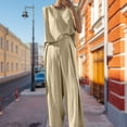 thumbnail image 3 of Ladies 2 Piece Pant Set Solid Color Cotton High Waist Boho Style Vacation Outfit, 3 of 9