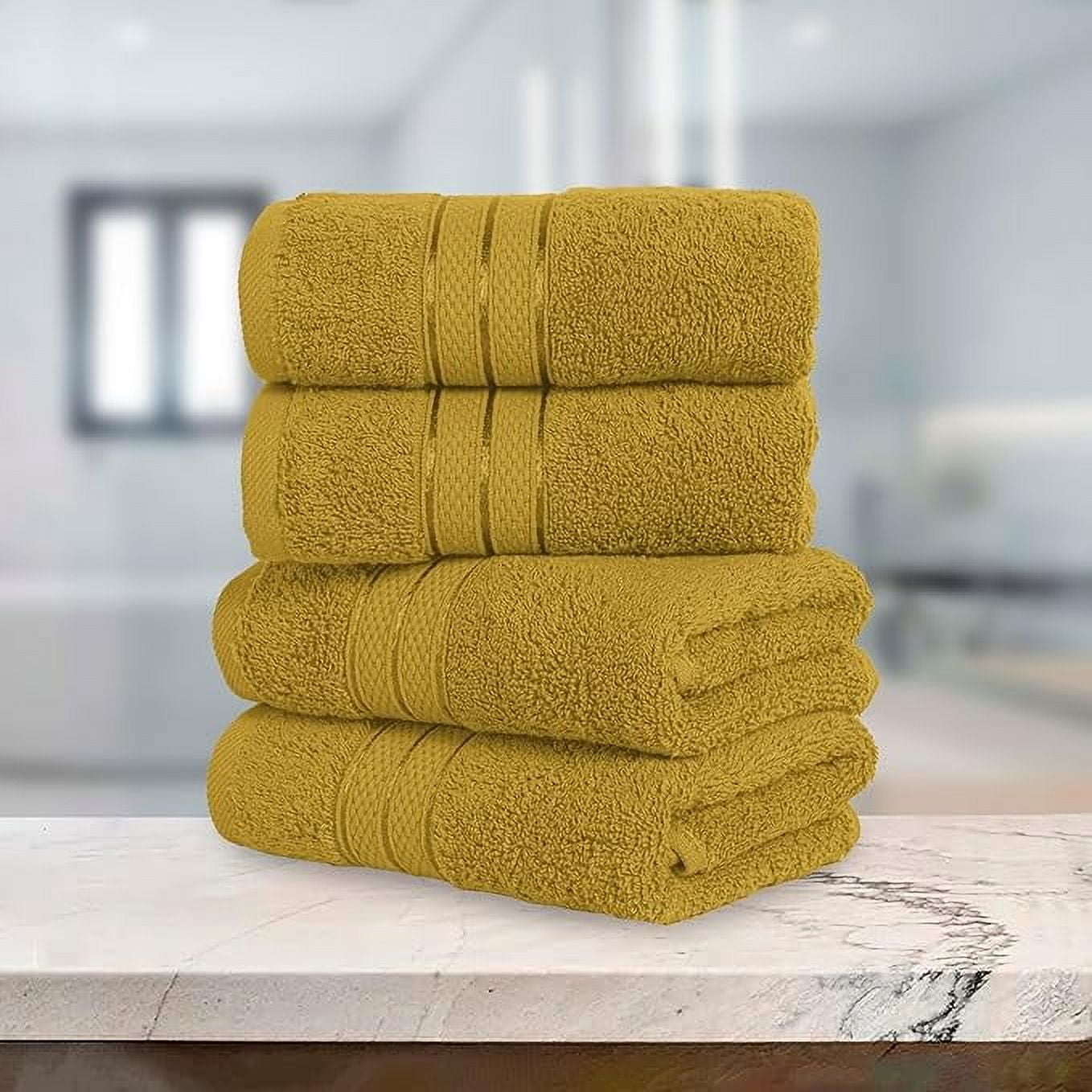 Elegant Comfort Turkish Cotton Hand Towel Set, 4-Pack, 16" x 28", Highly Absorbent - Soft Bathroom Towels, Gold
