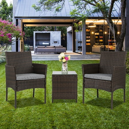 3 Pieces Outdoor Furniture On Clearance Sofa Wicker Conversation