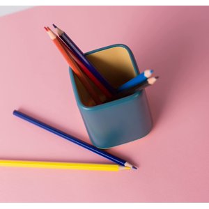 Porte-stylo de bureau, Porte-brosse pour support de crayons à deux tons, Support de brosse pour bureau de bureau durable Accessoires de bureau pour bureau, école, fournitures à domicile bleu
