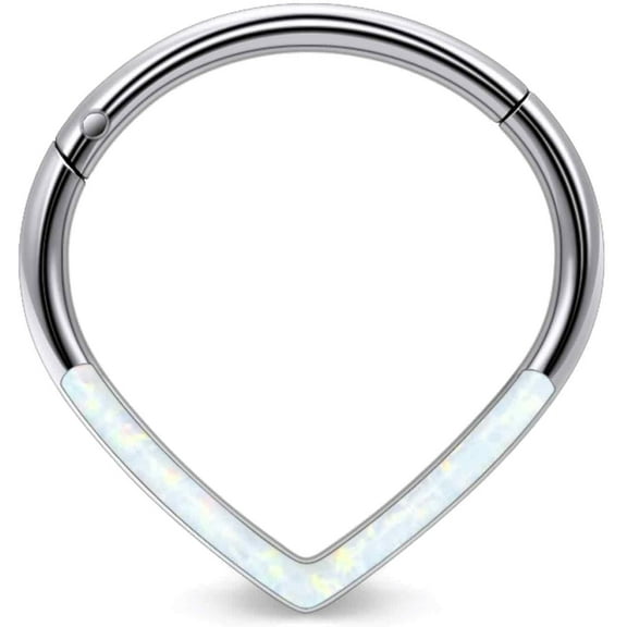XBage 20G 18G 16G Titanium Nose Rings Hoops For Women Drop Opal Cz Clicker Hinged Septum Nose Ring Lip Helix Cartilage Hoop Earring Daith Rook Conch Body Piercing Jewelry For Women