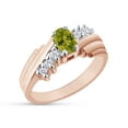 thumbnail image 3 of Oval Shape Natural Diamond And Simulated Peridot In 14K Rose Gold Over 925 Sterling Silver Ring Size 4, 3 of 4